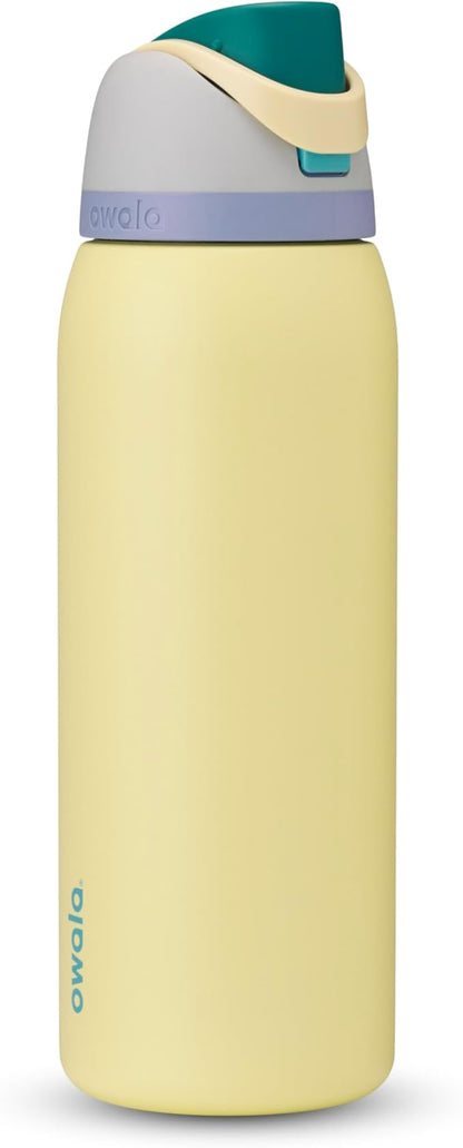 Owala FreeSip - Stainless Steel - 40-oz. - Grey/Yellow by Unknown