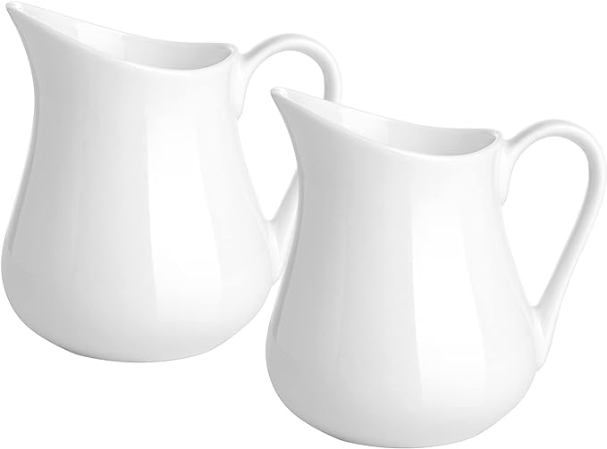 Gurygo 2 Pack 4 Oz Classic White Ceramic Small Creamer Pitcher by FocusonHomeKitchen