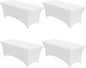 4-Pack White Spandex Tablecloths – 72"x30"x30" Stretch Fitted Table Covers for 6ft Rectangle Folding Tables, Wrinkle-Resistant Tablecloth for Wedding, Banquet & Outdoor Events