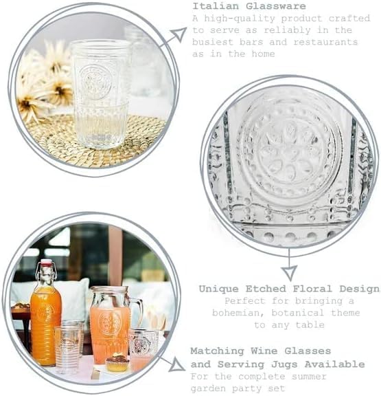 Bormioli Rocco Romantic Set Of 6 Cooler Glasses, 16 Oz. Clear Crystal Glass - Image 3
