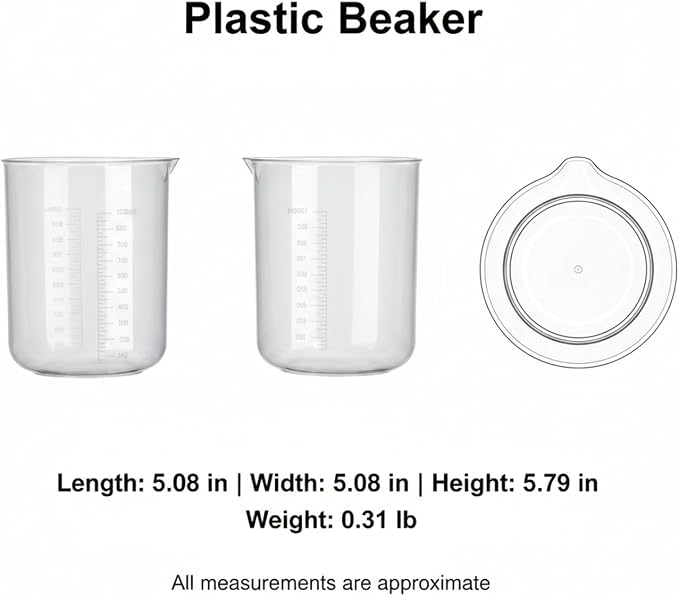 1000 mL Plastic Beaker, Shatter-Resistant Polypropylene Measuring Cup - Image 7