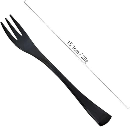 JASHII 18/10 Stainless Steel 4 Piece Mirror Polished Black Cake Fork Pie Fork - Image 2
