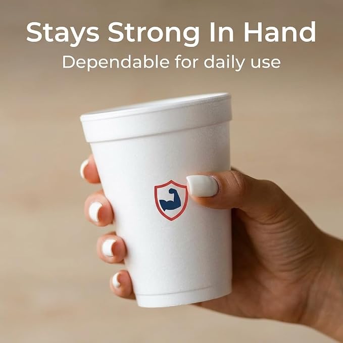 16 OZ Foam Cups With Lids for Hot & Cold Drinks, USA-Made 25-Pack.Ideal - Image 3