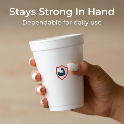16 OZ Foam Cups With Lids for Hot & Cold Drinks, USA-Made 25-Pack.Ideal - Image 3