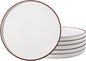 LERATIO Ceramic Plates,8.0 Inch Flat Salad Plates Set of 6,High Edge Modern plates for Kitchen,Microwave & Dishwasher & Oven Safe, Scratch Resistant Dishes Set-Matte White with Rim