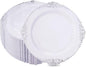 Hioasis 100pcs White Silver Plastic Plates - 10.25" Dinner Plates Disposable, Heavy -duty, Classy and Elegant for Thanksgiving