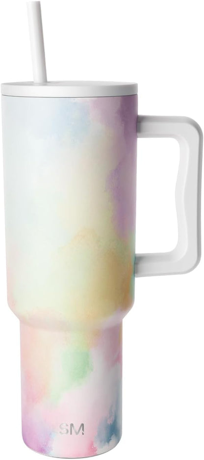 Simple Modern Tumbler with Handle and Straw | 40oz | Tie Dye | Trek Tumbler by Unknown