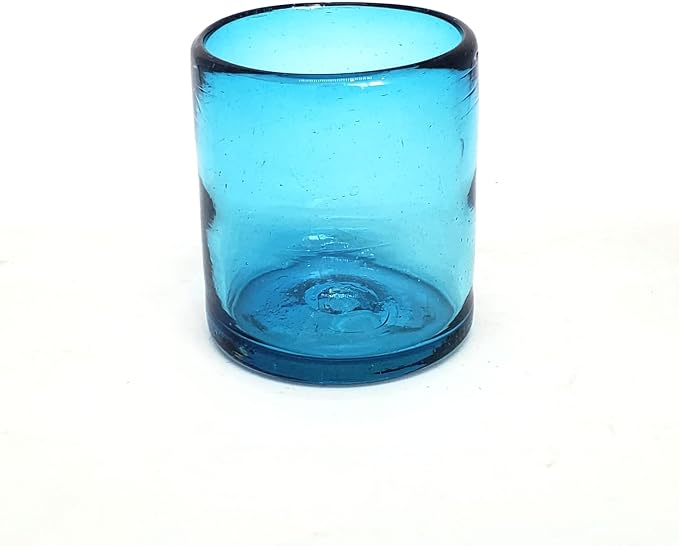 Solid Aqua Blue 9 oz Short Tumblers, Recycled Glass, Toxin-Free - Image 2