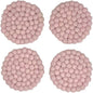 Humble Hilo Handmade Felt Coaster, 3.9 inches, Set of 4 (Dusty Pink)