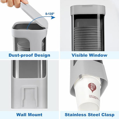 Cup Dispenser, Wall Mount Water Cooler Cups Holder Fit 3-5oz Cup | Fit Paper & - Image 3