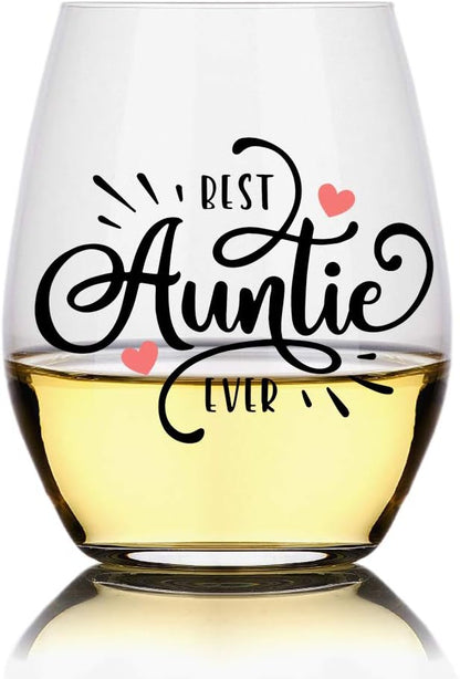 Perfectin Soy Aunt Gift: Auntie Wine Glass, 15 Oz, Mother's Day, Baby by Perfectinsoy