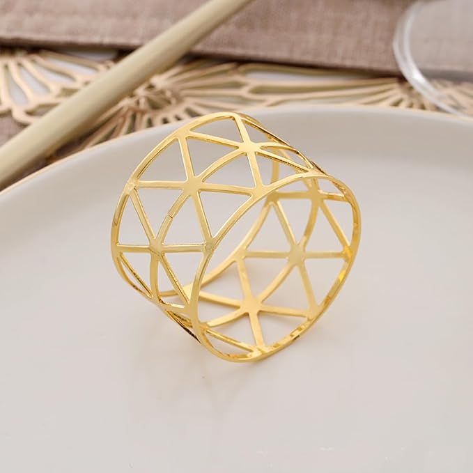 14K Gold Napkin Rings Set of 12, Metal Napkins Rings Holder Buckles - Image 4
