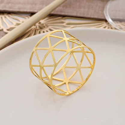 14K Gold Napkin Rings Set of 12, Metal Napkins Rings Holder Buckles - Image 4
