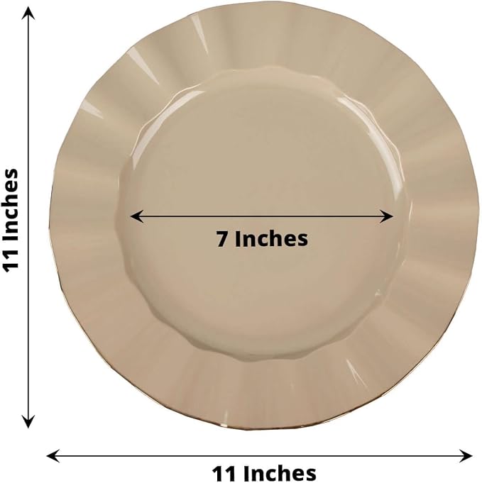 Efavormart 11" Dinner Plates – Set of 10 Plastic Taupe Round Disposable Plates - Image 3