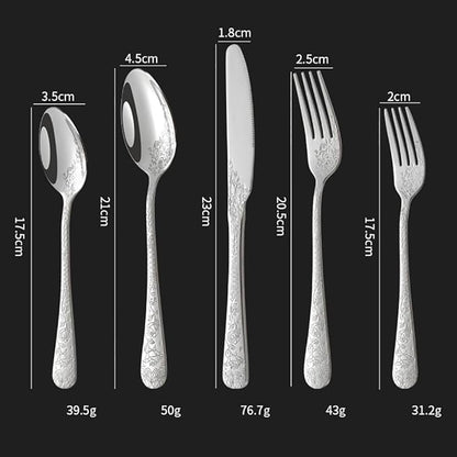 30-piece flowers TWEE Silverware Set for 6, Palace Style Stainless Steel Flatware Cutlery Serving Utensils, Eating Tableware for Home Kitchen Hotel Restaurant, Mirror Polished