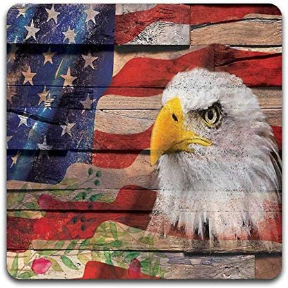American Eagle Square Coaster Set - Made of Recycled Rubber - Set of 4