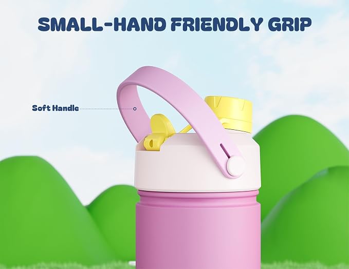 12 oz Kids Insulated Water Bottle: 2-in-1 Straw Spout Lid, Cold 24H, Car - Image 5
