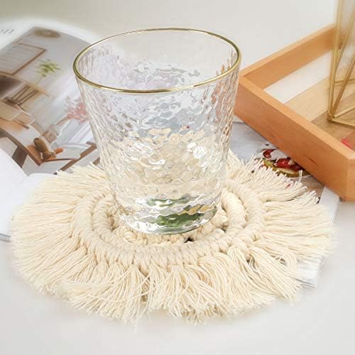 Boho Coasters Set of 2, Elegant Woven Cotton Drink Coasters, Handmade Macrame - Image 6