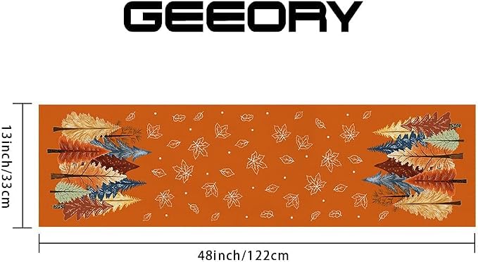 Fall Watercolor Trees & Maple Leaves Table Runner 13x48 Inch, Rustic Farmhouse - Image 2