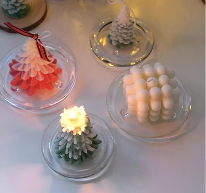 Glass Candle Holder 2 Pack 5 Inch Clear Beautiful Transparent Round Candle Plate - Image 5