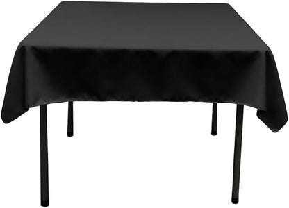 LA Linen Polyester Poplin Washable Square Tablecloth, Stain and Wrinkle Resistant Table Cover 58x58, Fabric Table Cloth for Dinning, Kitchen, Party, Holiday 58 by 58-Inch, Black