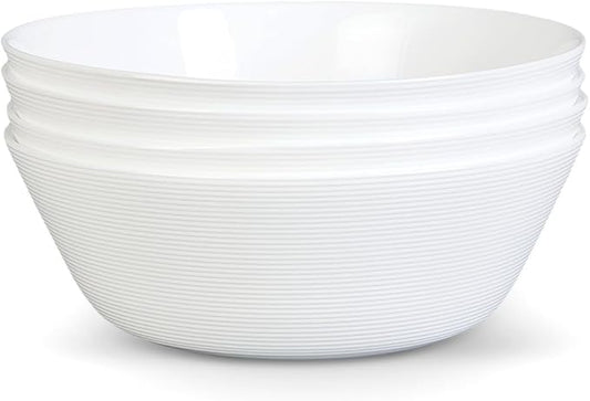 38 OZ Soup Bowl Set of 4, Opal Glass 7.5 inch White Bowls for Ramen, Noodle, Salad, Fruit, Pho, Dishwasher and Microwave Safe