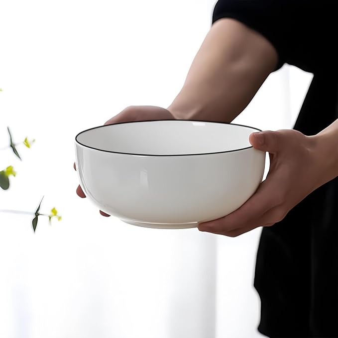 40 oz Soup Bowls, Ramen Bowls, Pho Bowls Set of 4, 7 Inch Rimmed Off White - Image 7