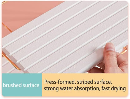 2 PCS Water Absorbent Diatomite Coasters (9.5" x 5.5"), Grooved Design, Water Absorbing Stone Used for Hand Soaps & Plants & toiletries in The Modern Home