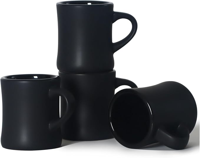 harebe Retro Coffee Mugs Set of 4, 10 OZ Heavy Classic Ceramic Diner Cups Set by harebe