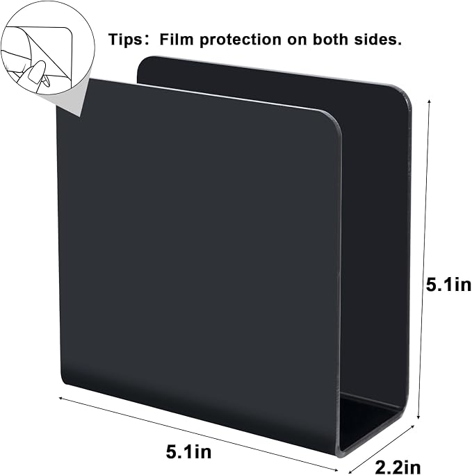 Black Napkin Holder for Table, Acrylic Upright Napkin Dispenser for Kitchen - Image 2
