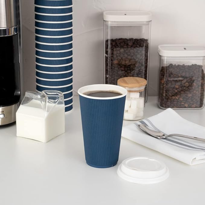 Restaurantware 16 Ounce Ripple Wall Disposable Coffee Cups, 500 Insulated - Image 8