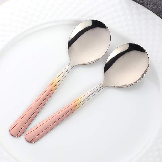 Bouillon Spoons Set of 12, 5.9 Inch Stainless Steel Soup Spoon, Metal Round - Image 5