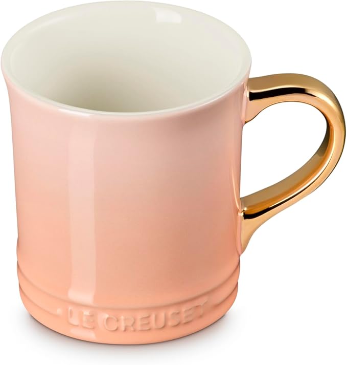 Le Creuset Stoneware Vancouver Mug, 14 oz., Peche/Gold Metallic Handle - Image 2