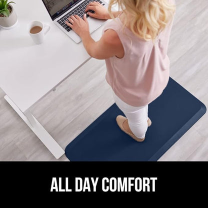 GORILLA GRIP Comfortable Cushioned Kitchen Mats for Floor, Waterproof and Stain Resistant Soft Top, 3/4 Inch Thick Ergonomic Standing Desk Anti Fatigue Mat, Foam Supports Ankles and Feet, 20x32, Navy