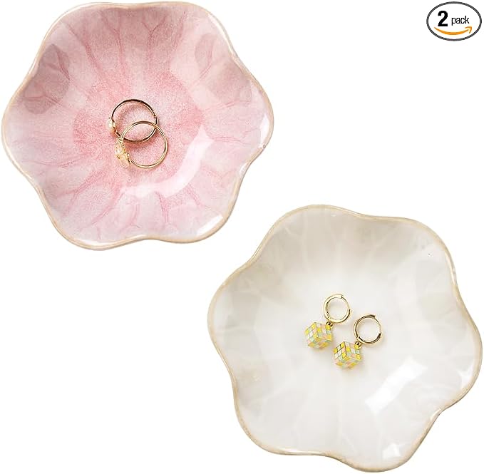 JAMEND CLXP 2PCS Lotus Leaf Shape Ring Holder Dish, Small Key Bowl, Ceramic by JAMEND+CLXP