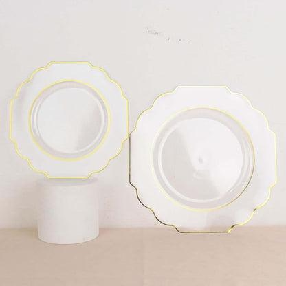 Clear Hard Plastic Dessert Plates, 50 Pack 8" Disposable Round Baroque Plates - Image 5