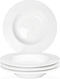 Soup bowl rim Plate Set of 4, 9.1 inch Ceramic Rimmed Pasta Plates, by Dingdaer