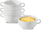 Soup Bowls, 22 oz French Onion Soup Bowls with Handles, Stackable Ceramic Bowls Set of 4, Dinner Bowls for Chili, Beef Stew, Soup, Cereal, Oven Microwave Dishwasher Safe, Matte White