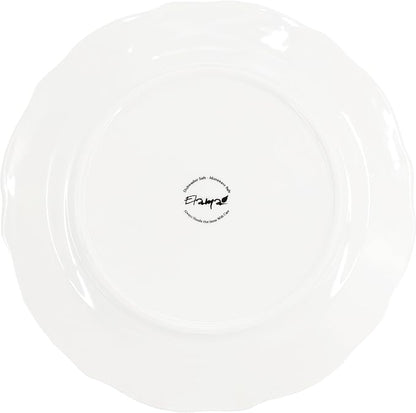 Elama Henryi 6 Piece Embossed Rim Detail Porcelain White Dinner Plate Set - Image 3