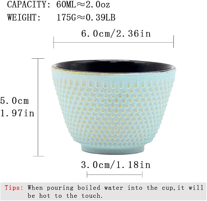 Japanese Cast Iron Tea Cups, Small and Heavy Teacups - Image 5