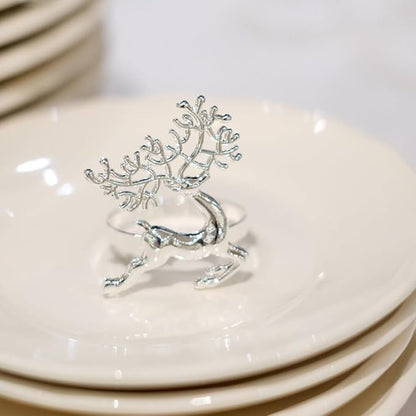 [New Napkin Rings Set of 8 Siliver Set of 8 Napkin Rings Christmas, Holidays, Thanksgiving (Deer-5)