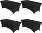 4-Pack Black Spandex Tablecloths – 96"x30"x30" Stretch Fitted Table Covers for 8ft Rectangle Folding Tables, Wrinkle-Resistant Tablecloth for Wedding, Banquet & Outdoor Events