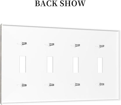 Light Switch Cover Brown Rustic Wood Grain Farmhouse 4 Gang Switch Plate Quad Toggle Wall Plates Decorative Switchplate Electrical Outlet Cover for Cabin Bedroom Decor