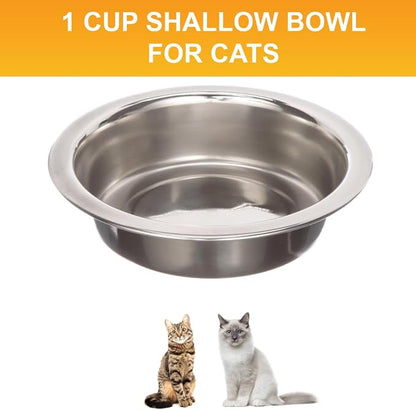 Neater Pet Brands 1 Cup Shallow Stainless Steel Cat Bowls, 1 Single Neater - Image 2