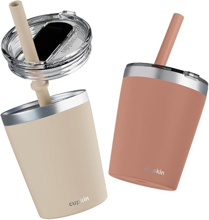 CUPKIN Toddler Straw Cup, The Original 8 oz Stackable Stainless Steel Toddler by CUPKIN