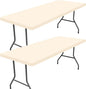 Spandex 6 Foot Rectangle Table Cloth 2 Pack, Elastic Fitted Tablecloths for Picnic, Stretch Washable Patio Table Cover for Outdoor, Camping, Banquet and Parties (Champagne, 36"x72")