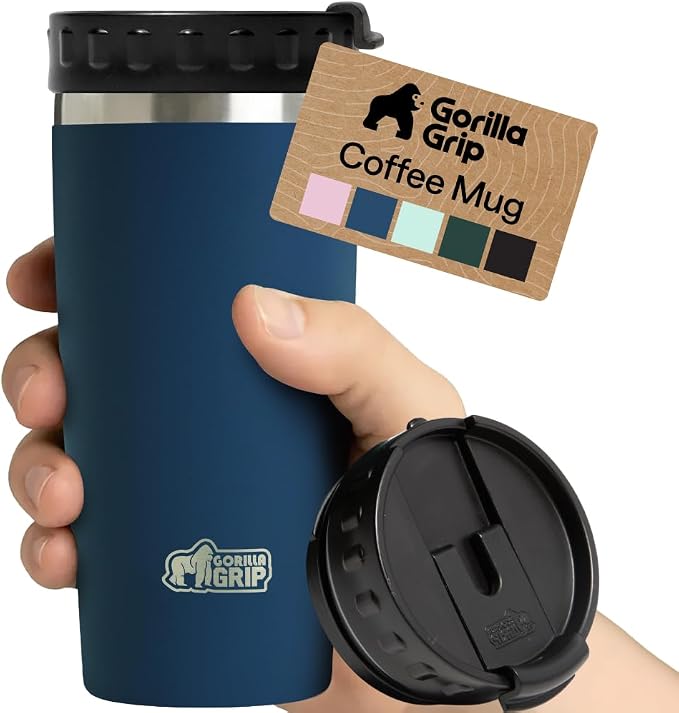 GORILLA GRIP 304 Stainless Steel Double Insulated Travel Coffee Mug, Leakproof by Unknown