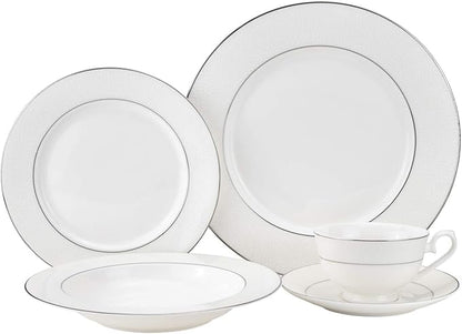 EURO Porcelain 20-pc. Dinner Set Service for 4, 24K Gold-plated Luxury Bone China Tableware ("Maria" 6832P)