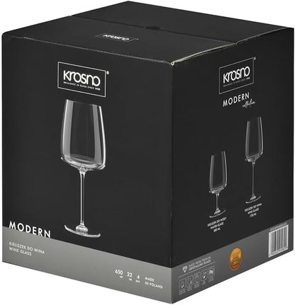 Krosno Large White Wine Glasses, Set of 4, 16.2 oz, Modern Collection, Premium Crystalline Glass, Perfect for Everyday, Dishwasher Safe, Made in Europe