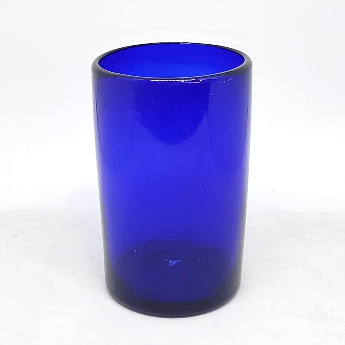Solid Cobalt Blue 14 oz Drinking Glasses, Recycled Glass, Toxin-Free - Image 2